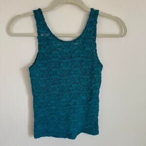 VTG Victoria's Secret XS Teal Blue floral lace tank top